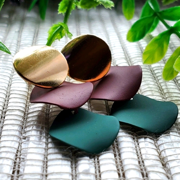 Fashion Bohemian Round Drop Metal Earrings purp/gn - Picture 7 of 14